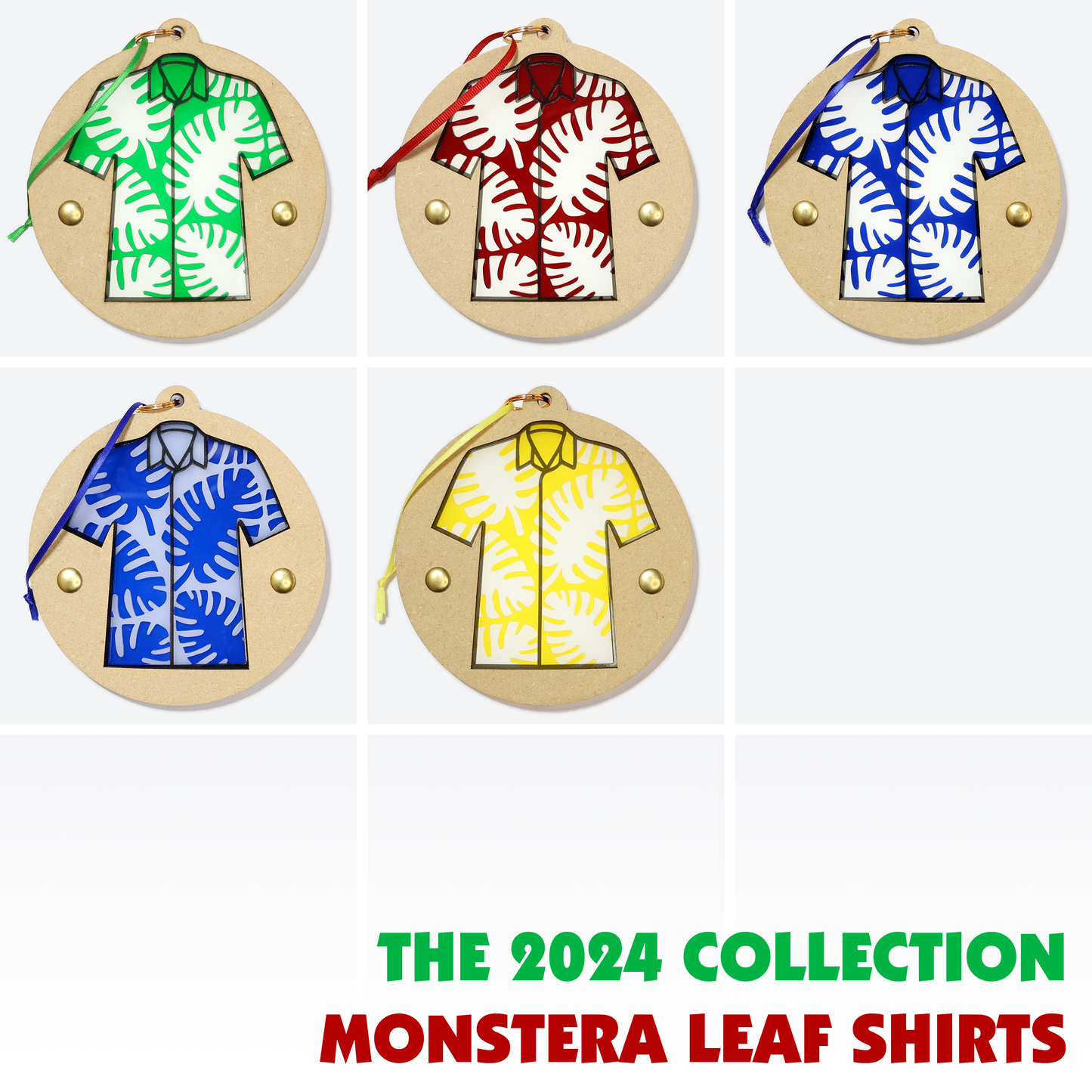 Monstera Leaf Pattern Aloha Shirt Ornament