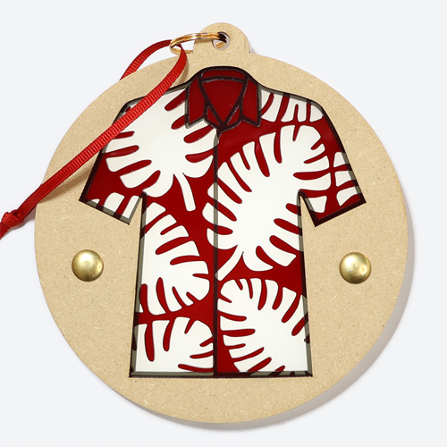 Monstera Leaf Pattern Aloha Shirt Ornament